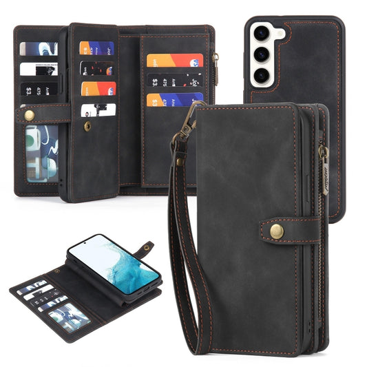 For Samsung Galaxy S10 Zipper Wallet Detachable MagSafe Leather Phone Case(Black) - Galaxy Phone Cases by buy2fix | Online Shopping UK | buy2fix