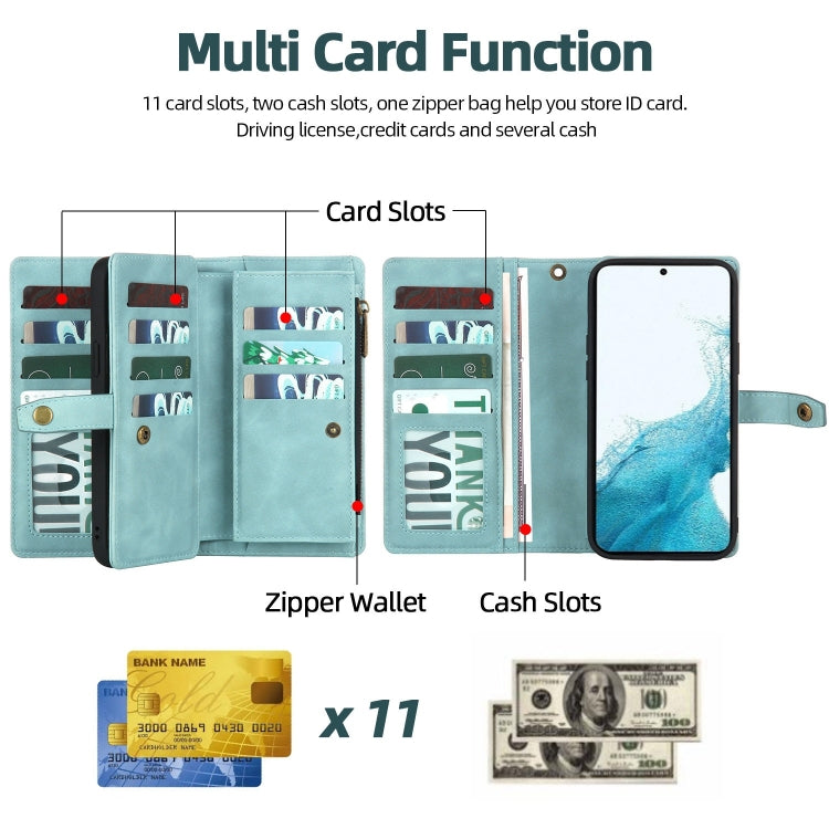 For Samsung Galaxy S10 Zipper Wallet Magnetic Detachable Leather Phone Case(Blue) by buy2fix