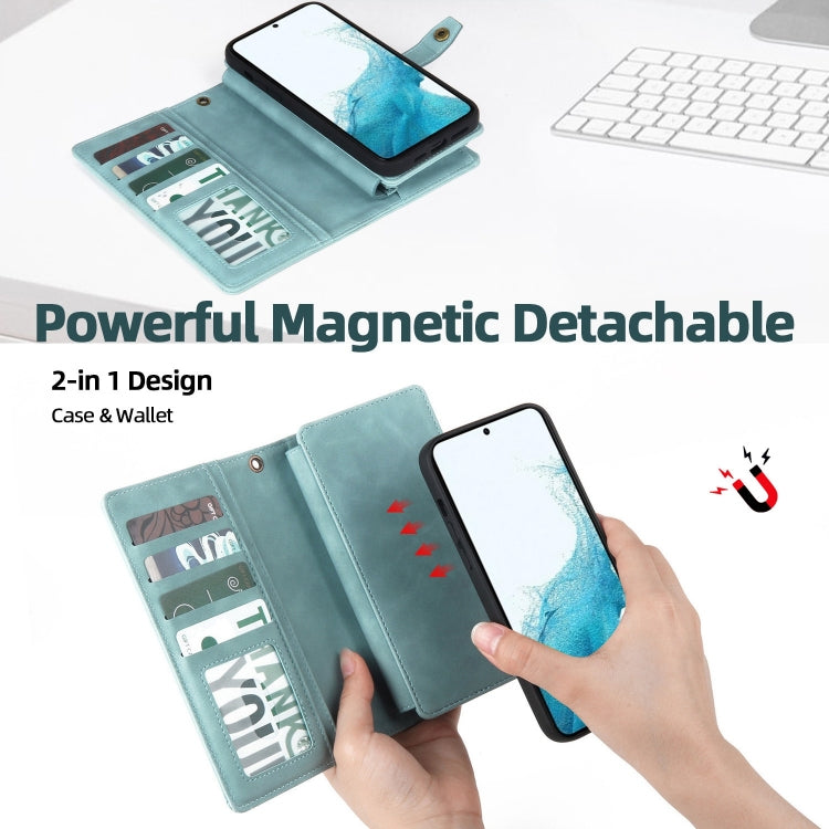 For Samsung Galaxy S10 Zipper Wallet Magnetic Detachable Leather Phone Case(Blue) by buy2fix