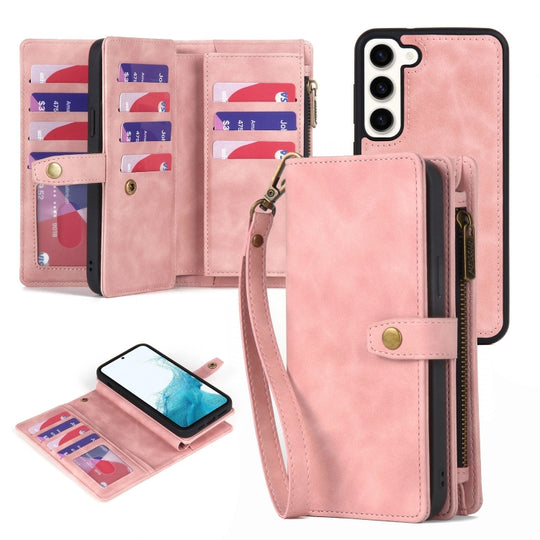 For Samsung Galaxy A32 5G Zipper Wallet Magnetic Detachable Leather Phone Case(Pink)
