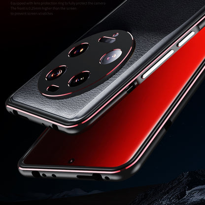 For Xiaomi 13 Ultra LK Aurora Metal Phone Frame with Lens Cover(Black Red) - 13 Ultra Cases by buy2fix | Online Shopping UK | buy2fix