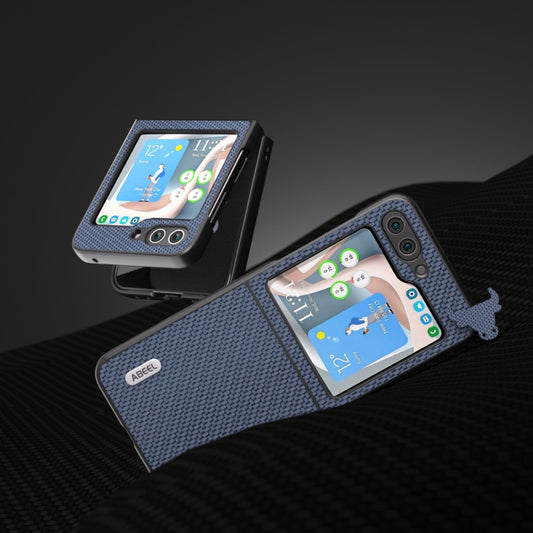 For Samsung Galaxy Z Flip5 ABEEL Carbon Fiber Texture Protective Phone Case(Light Blue) by buy2fix