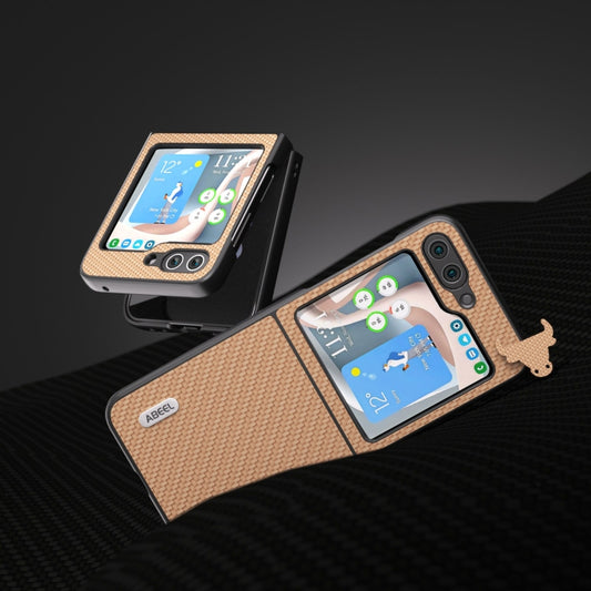 For Samsung Galaxy Z Flip5 ABEEL Carbon Fiber Texture Protective Phone Case(Gold) by buy2fix