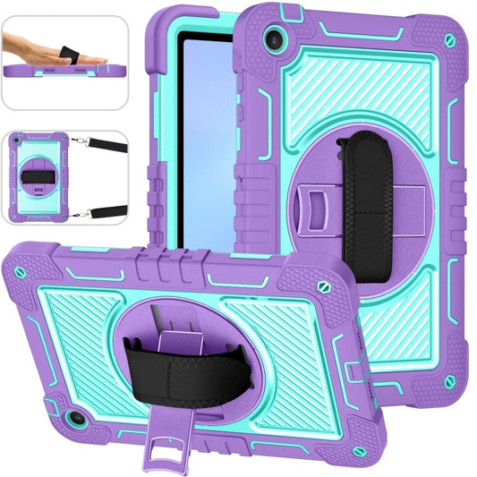 For Huawei MatePad SE 10.4 360 Degree Rotation PC Contrast Silicone Tablet Case(Purple + Mint Green) by buy2fix