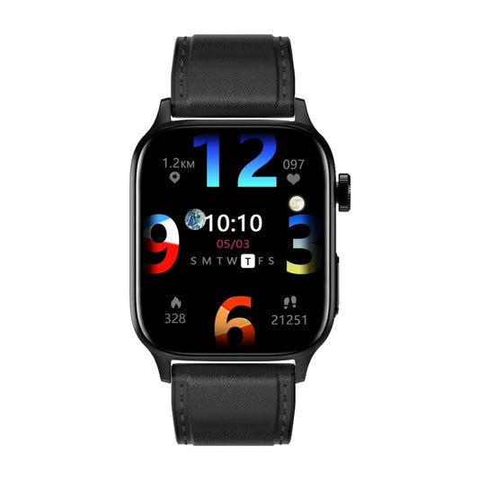 GT22 1.85 inch TFT Screen Leather Band Health Smart Watch, Support Bluetooth Call / Plateau Blood Oxygen / Body Temperature / Arrhythmia / TI Heart Rate Monitoring(Black) by buy2fix