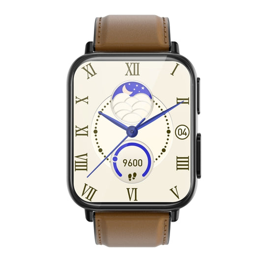 TK10 1.91 inch IP68 Waterproof Leather Band Smart Watch Supports AI Medical Diagnosis/ Blood Oxygen / Body Temperature Monitoring(Brown) by buy2fix