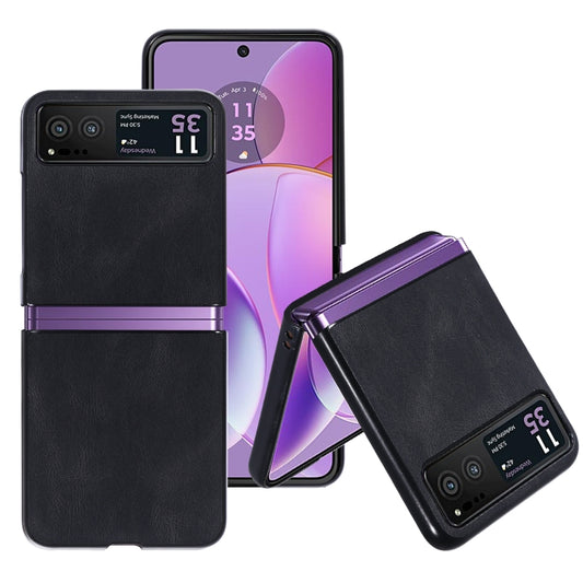 For Motorola Razr 40 Classic Leather + PC Phone Case(Black) - Motorola Cases by buy2fix | Online Shopping UK | buy2fix