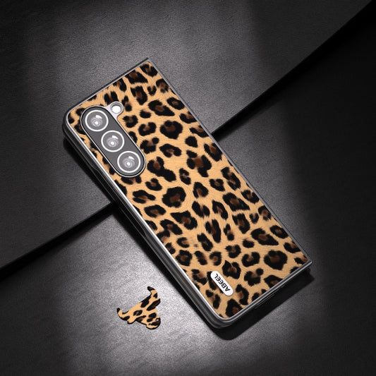 For Samsung Galaxy Z Fold5 ABEEL Black Edge Leopard Phone Case(Champagne Gold) by buy2fix