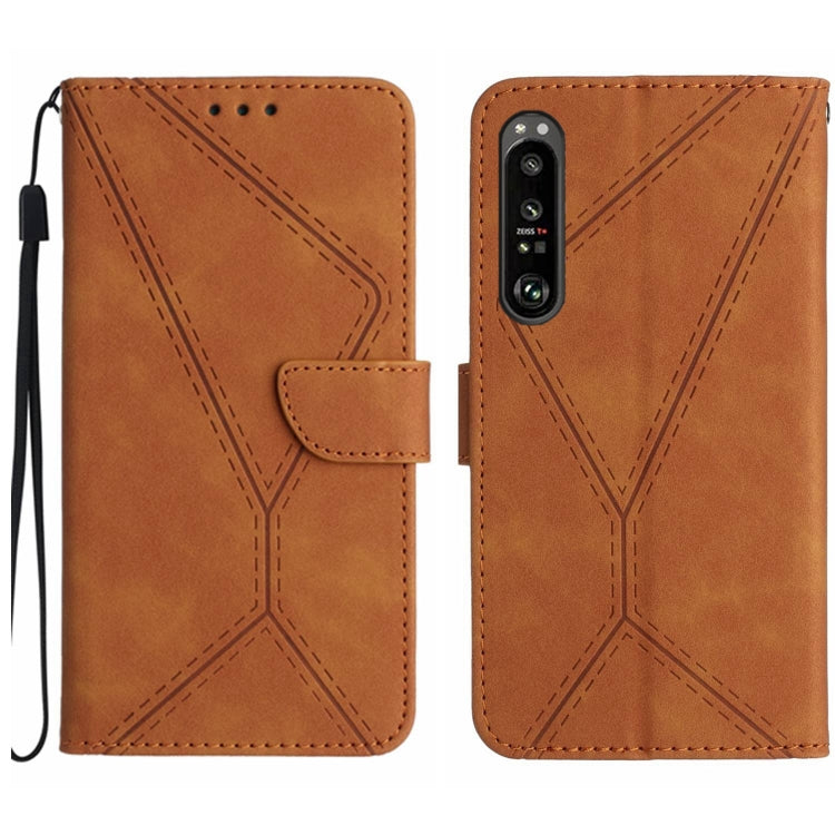 For Sony Xperia 1 III Stitching Embossed Leather Phone Case(Brown) - Sony Cases by buy2fix | Online Shopping UK | buy2fix