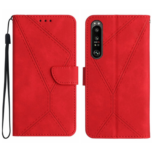 For Sony Xperia 1 V Stitching Embossed Leather Phone Case(Red) - Sony Cases by buy2fix | Online Shopping UK | buy2fix