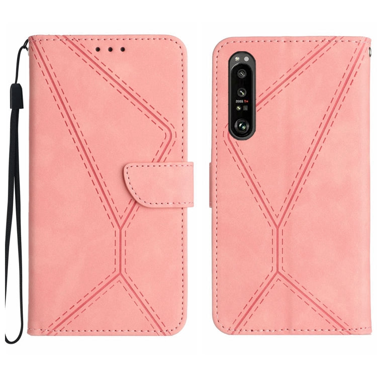 For Sony Xperia 5 IV Stitching Embossed Leather Phone Case(Pink) - Sony Cases by buy2fix | Online Shopping UK | buy2fix