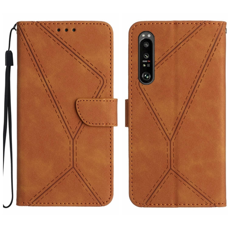 For Sony Xperia 5 IV Stitching Embossed Leather Phone Case(Brown) - Sony Cases by buy2fix | Online Shopping UK | buy2fix