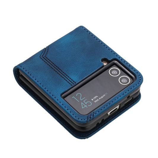 For Samsung Galaxy Z Flip4 5G Heart Pattern Skin Feel Leather Phone Case(Royal Blue) by buy2fix