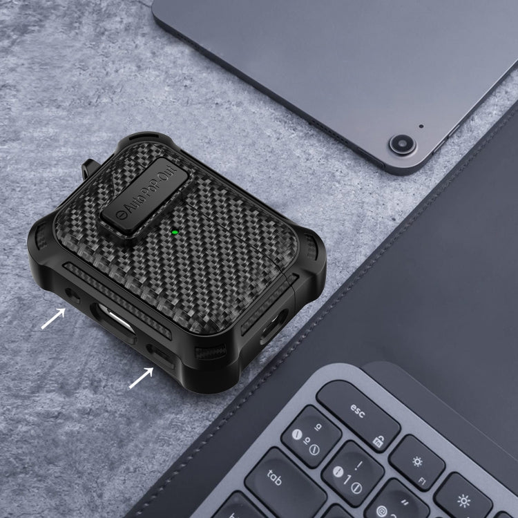 For AirPods Pro 2 Alpha Carbon Fiber Wireless Bluetooth Earphone Protective Case(Black) - For AirPods Pro 2 by buy2fix | Online Shopping UK | buy2fix