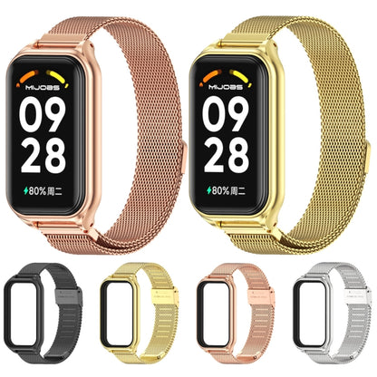 For Xiaomi Smart Band 8 Active / Redmi Band 2 Mijobs Metal Shell + Milan Buckle Metal Watch Band(Black) by MIJOBS