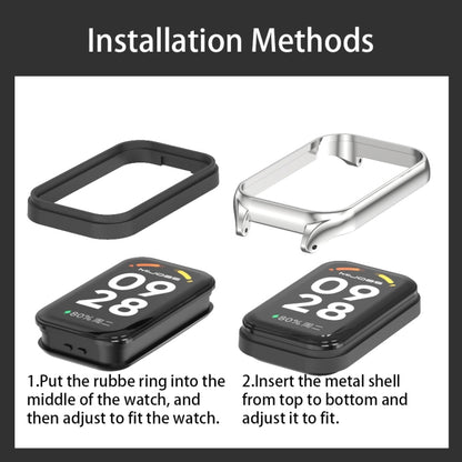 For Xiaomi Smart Band 8 Active / Redmi Band 2 Mijobs Metal Shell + Milan Buckle Metal Watch Band(Black) by MIJOBS