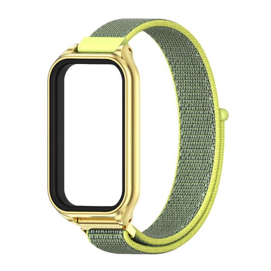 For Xiaomi Smart Band 8 Active / Redmi Band 2 Mijobs Metal Shell Breathable Nylon Loop Watch Band(Bright Yellow Gold) by MIJOBS