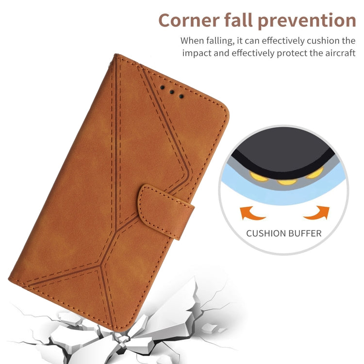 For Xiaomi 13 Stitching Embossed Leather Phone Case(Brown) - 13 Cases by buy2fix | Online Shopping UK | buy2fix