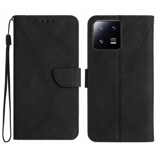 For Xiaomi 13 Stitching Embossed Leather Phone Case(Black)
