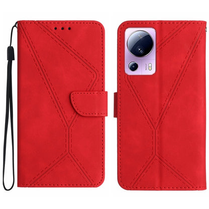 For Xiaomi 13 Lite Stitching Embossed Leather Phone Case(Red) - 13 Lite Cases by buy2fix | Online Shopping UK | buy2fix