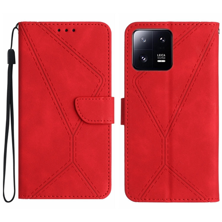 For Xiaomi 13 Pro Stitching Embossed Leather Phone Case(Red) - 13 Pro Cases by buy2fix | Online Shopping UK | buy2fix