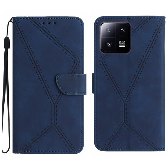Pour Xiaomi 13 Pro Étui de téléphone en cuir gaufré avec coutures (bleu)