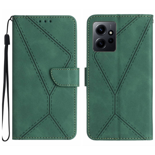 For Xiaomi Redmi Note 12 4G Stitching Embossed Leather Phone Case(Green)