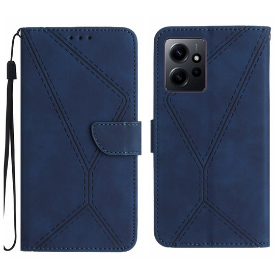 For Xiaomi Redmi Note 12 4G Stitching Embossed Leather Phone Case(Blue)