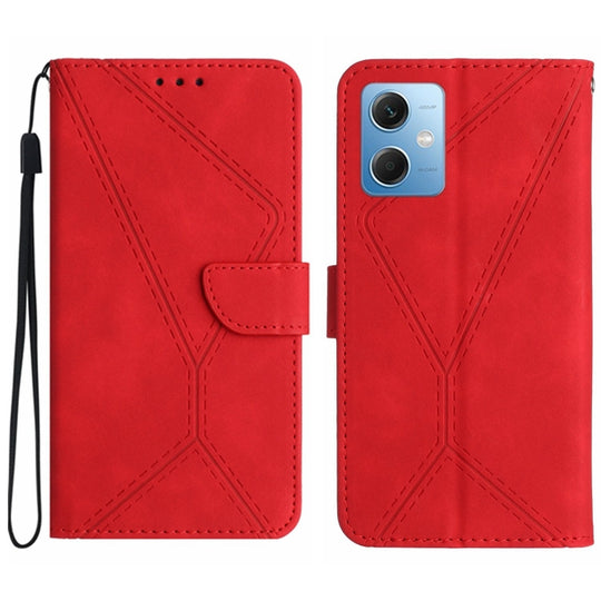 Pour Xiaomi Redmi Note 12 5G Étui de téléphone en cuir gaufré avec coutures (rouge)