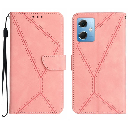Pour Xiaomi Redmi Note 12 5G Étui de téléphone en cuir gaufré avec coutures (rose)