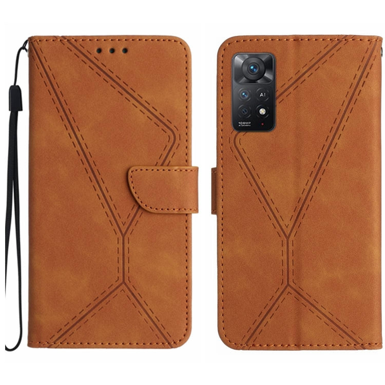 For Redmi Note 12 Pro 4G/5G Stitching Embossed Leather Phone Case(Brown) - Note 12 Pro Cases by buy2fix | Online Shopping UK | buy2fix