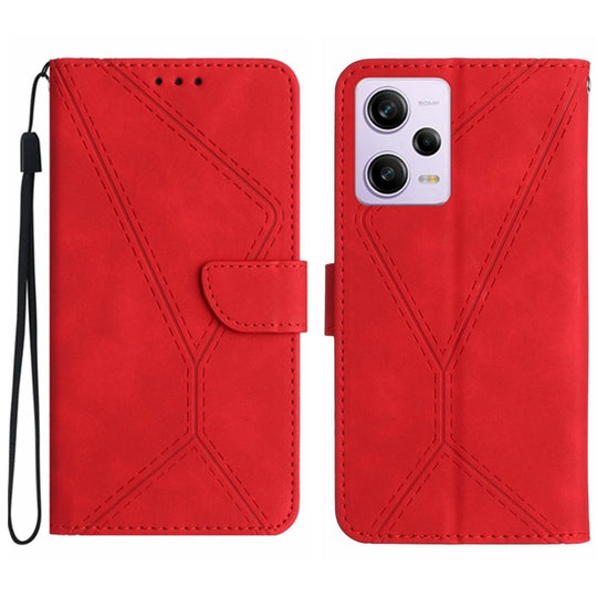 Pour Xiaomi POCO X5 Pro Étui de téléphone en cuir gaufré avec coutures (rouge)