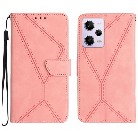 Pour Xiaomi POCO X5 Pro Étui de téléphone en cuir gaufré avec coutures (rose)