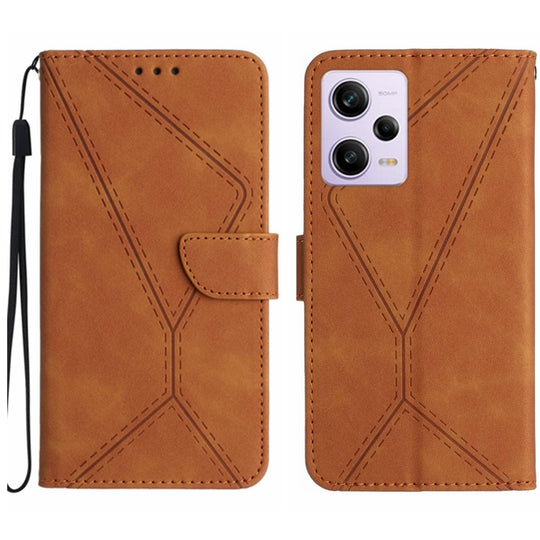 Pour Xiaomi Redmi Note 12 Pro + Étui de téléphone en cuir gaufré avec coutures (marron)