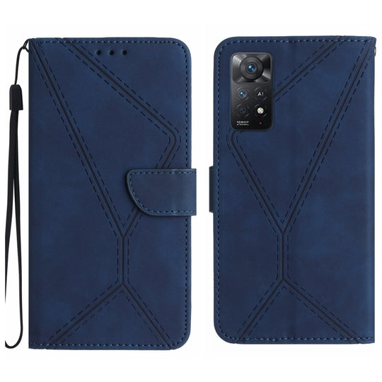 For Redmi Note 11 4G Global Stitching Embossed Leather Phone Case(Blue)
