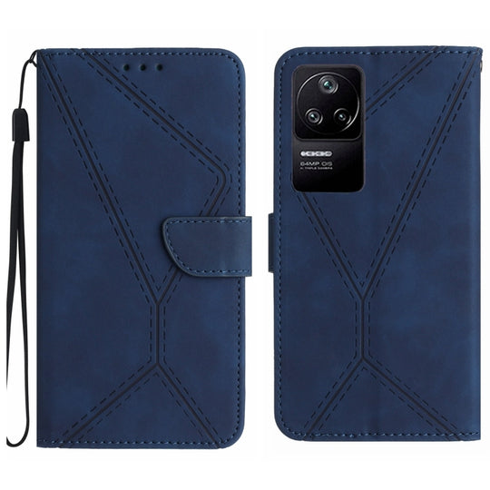 Pour Xiaomi POCO F4 5G Étui de téléphone en cuir gaufré avec coutures (bleu)