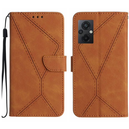 Pour Xiaomi POCO M5 / M4 5G Étui de téléphone en cuir gaufré avec coutures (marron)