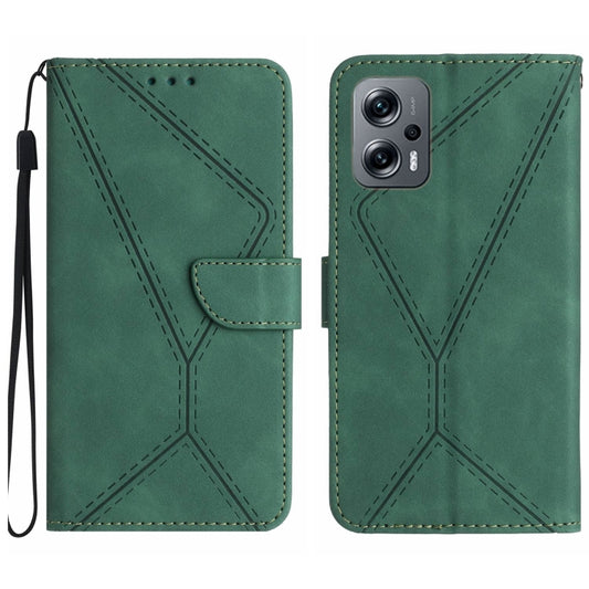 For Xiaomi POCO X4 GT Stitching Embossed Leather Phone Case(Green) - Xiaomi Cases by buy2fix | Online Shopping UK | buy2fix