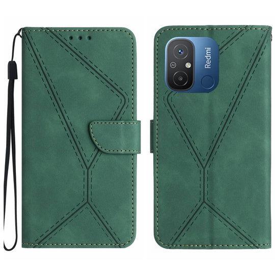 For Xiaomi Redmi 11A Stitching Embossed Leather Phone Case(Green)
