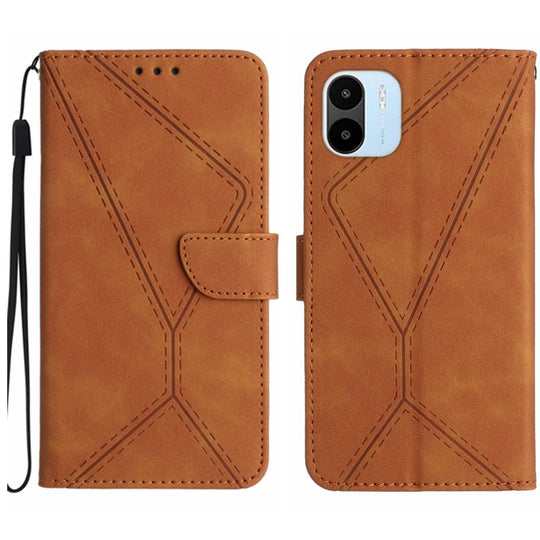 Pour Xiaomi Redmi A1 + / A2 + Étui de téléphone en cuir gaufré avec coutures (marron)