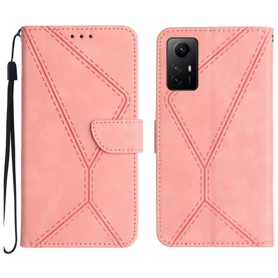 Pour Xiaomi Redmi Note 12S Étui de téléphone en cuir gaufré avec coutures (rose)
