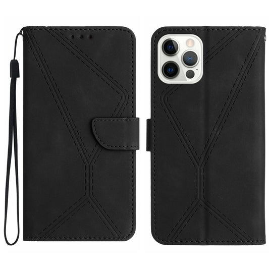 For iPhone 13 Pro Stitching Embossed Leather Phone Case(Black) - iPhone 13 Pro Cases by buy2fix | Online Shopping UK | buy2fix