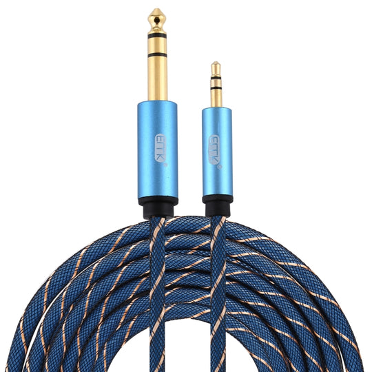 EMK 3.5mm Jack Male to 6.35mm Jack Male Gold Plated Connector Nylon Braid AUX Cable for Computer / X-BOX / PS3 / CD / DVD, Cable Length:5m(Dark Blue)