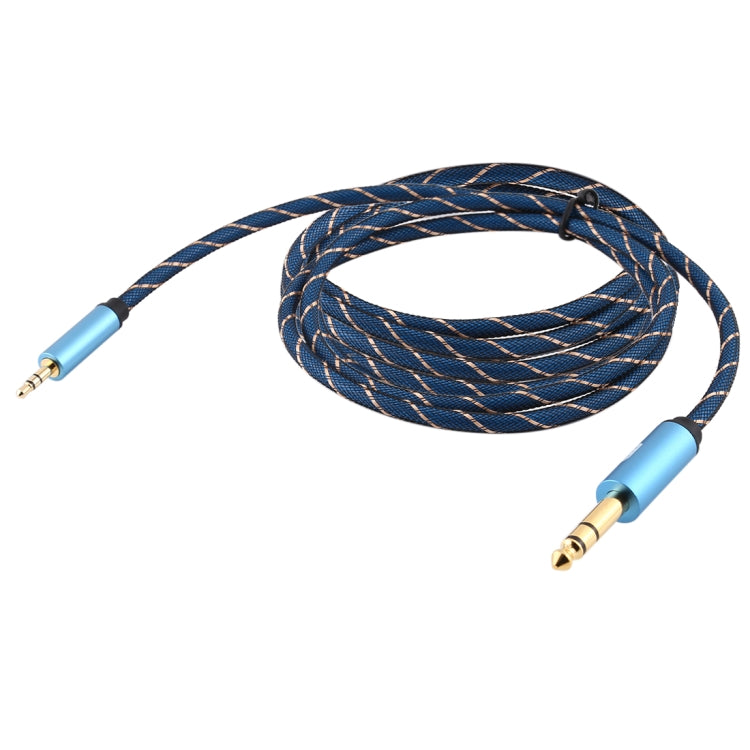 EMK 3.5mm Jack Male to 6.35mm Jack Male Gold Plated Connector Nylon Braid AUX Cable for Computer / X-BOX / PS3 / CD / DVD, Cable Length:5m(Dark Blue) - Audio Optical Cables by EMK | Online Shopping UK | buy2fix