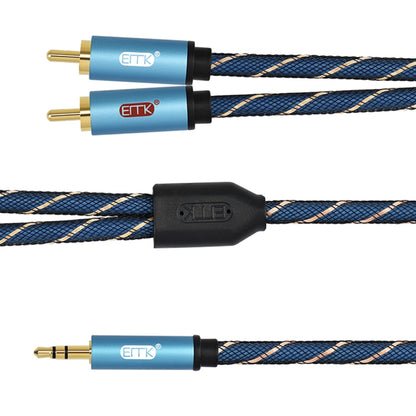 EMK 3.5mm Jack Male to 2 x RCA Male Gold Plated Connector Speaker Audio Cable, Cable Length:1m(Dark Blue) - Audio Optical Cables by EMK | Online Shopping UK | buy2fix