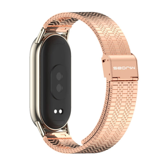 For Xiaomi Smart Band 10 / 9 / 8 Mijobs Stainless Steel Metal Watch Band(Rose Gold+Light Gold) by MIJOBS