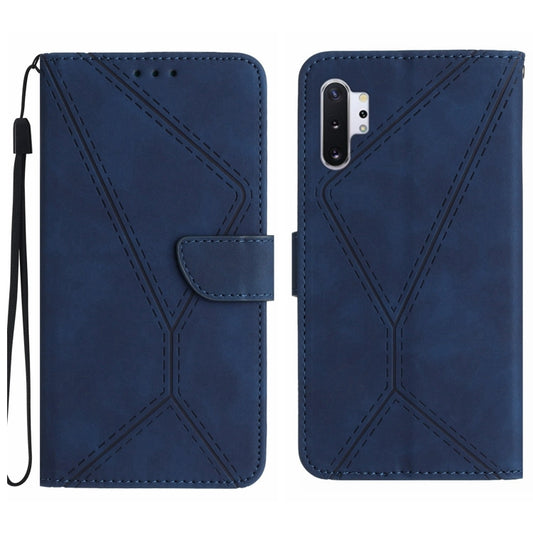 For Samsung Galaxy Note10+ Stitching Embossed Leather Phone Case(Blue) by buy2fix