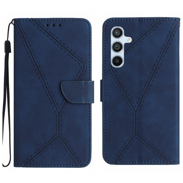 For Samsung Galaxy A14 5G / A14 4G Stitching Embossed Leather Phone Case(Blue) by buy2fix