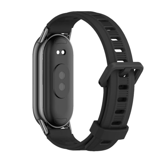 For Xiaomi Smart Band 10 / 9 / 8 Mijobs Flat Hole Breathable Silicone Watch Band(Black) by MIJOBS