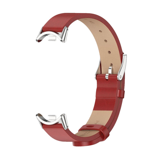 For Xiaomi Smart Band 10 / 9 / 8 Mijobs Microfiber PU Leather Watch Band(Red Silver) by MIJOBS